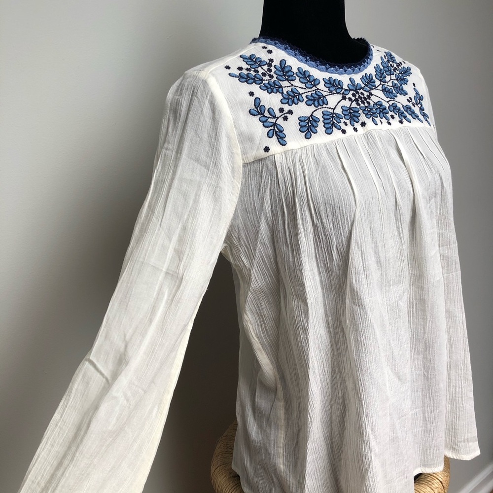 Lucky Brand Embroidered Linen Top